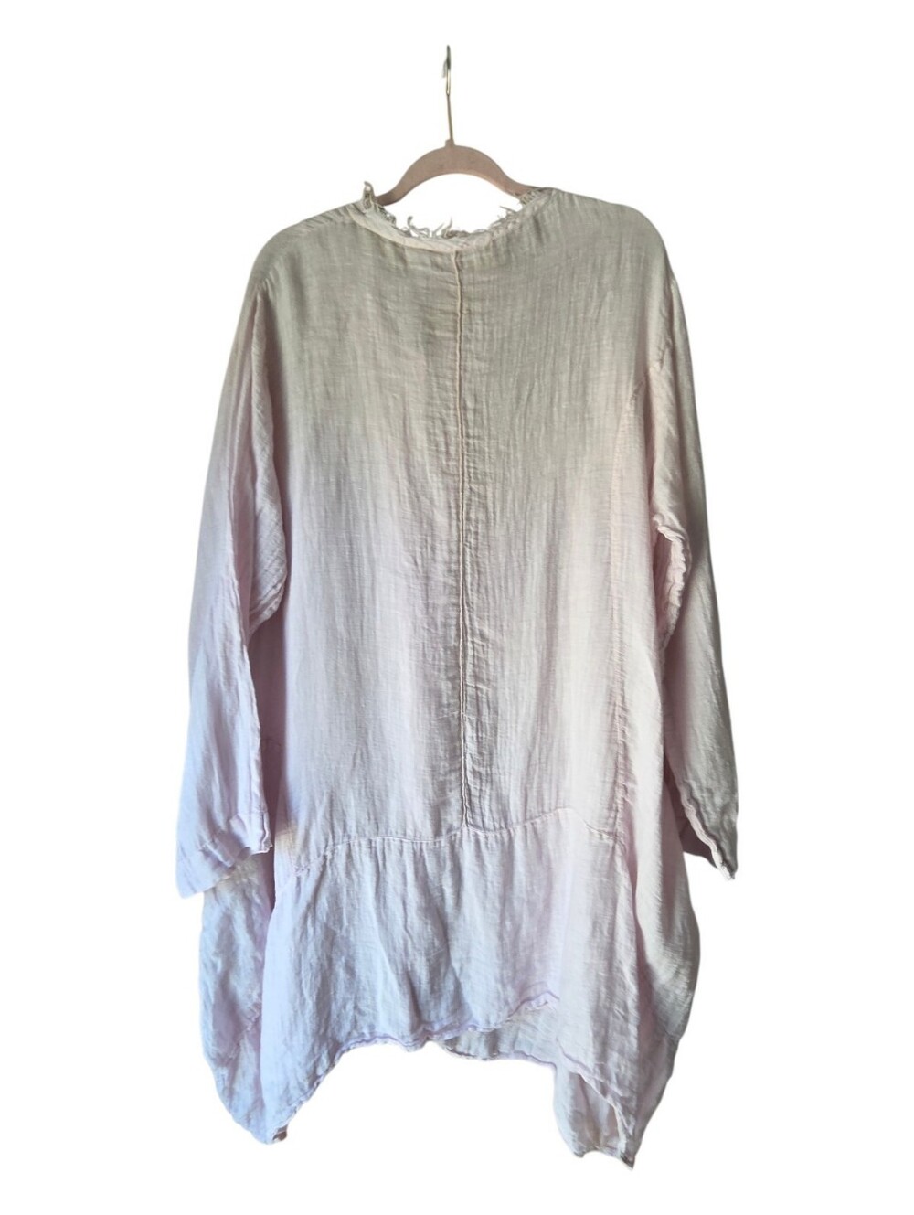 Luna Luz Linen Gauze Tunic, Pale Pink, Pockets, Flowy, Lagenlook - Picture 5 of 15